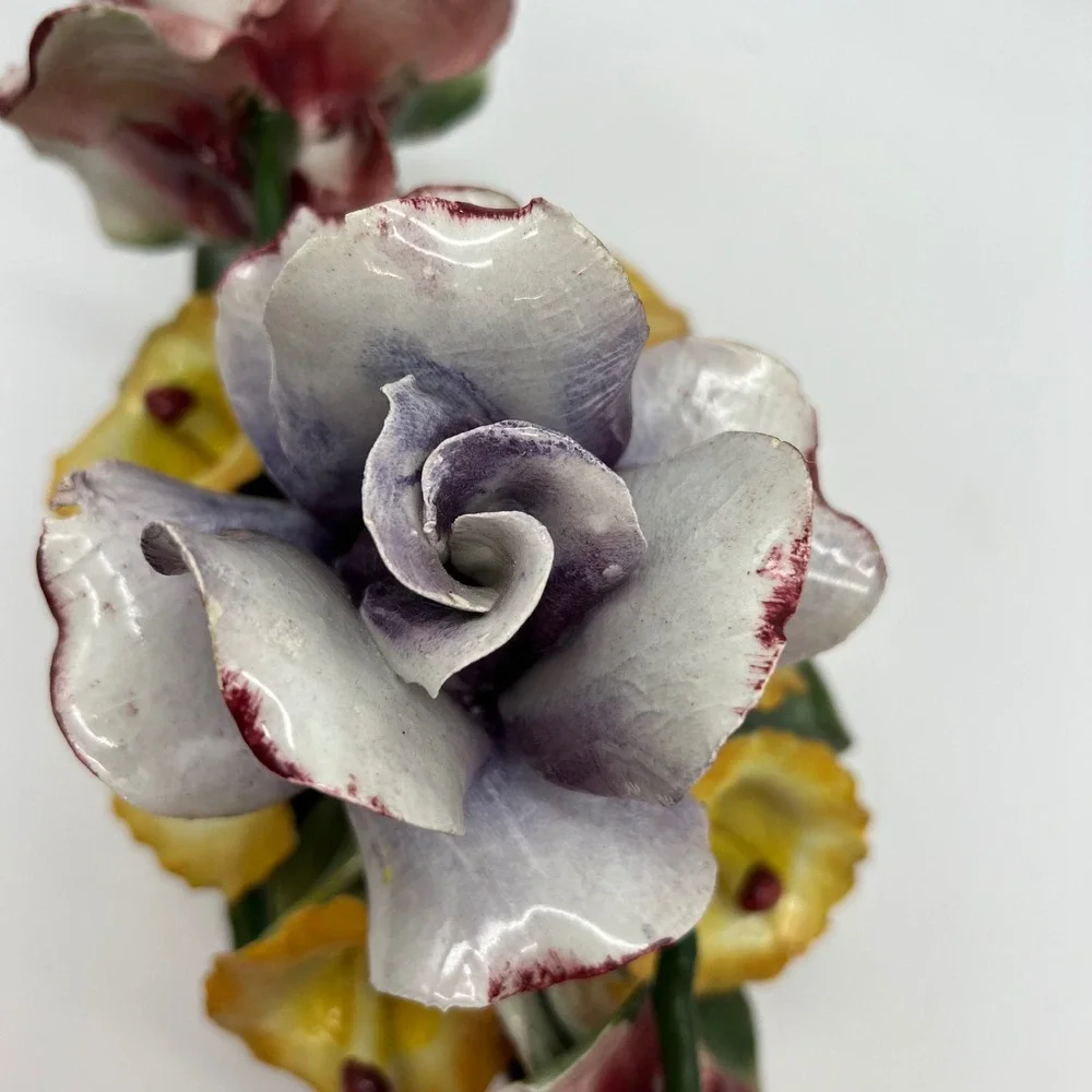 Capodimonte Italy Handcrafted Porcelain Floral Centerpiece Bowl Original Tag